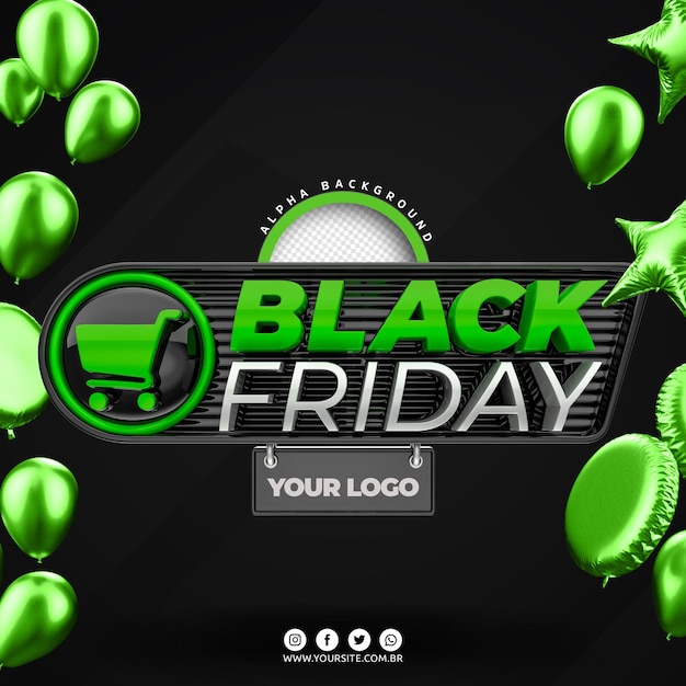 PSD logotipo 3d da black friday para composição