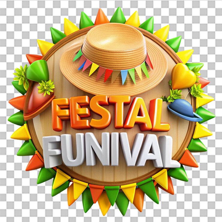 PSD logotipo 3d da festa junina no brasil para composição isolada em fundo transparente