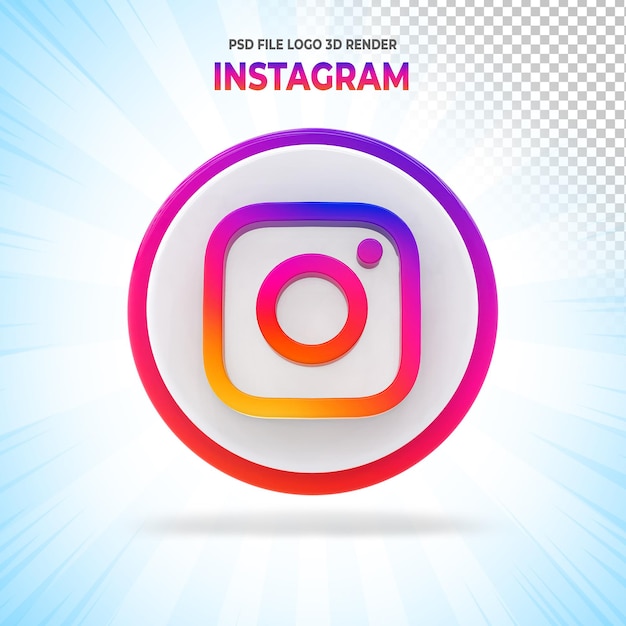 Logotipo 3d da mídia social do instagram