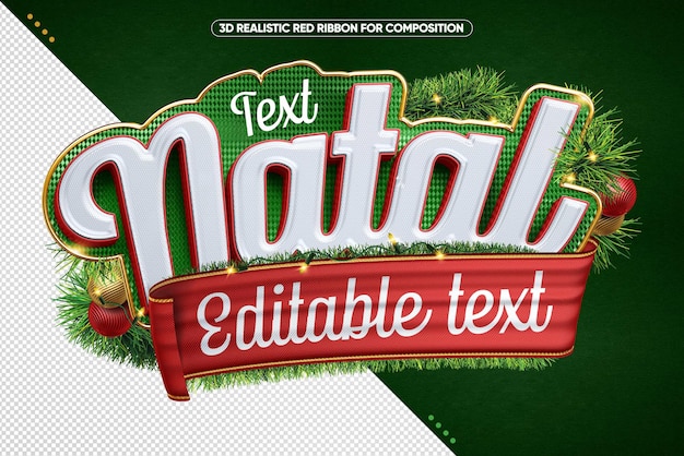 Logotipo 3D de Natal para composição no Brasil