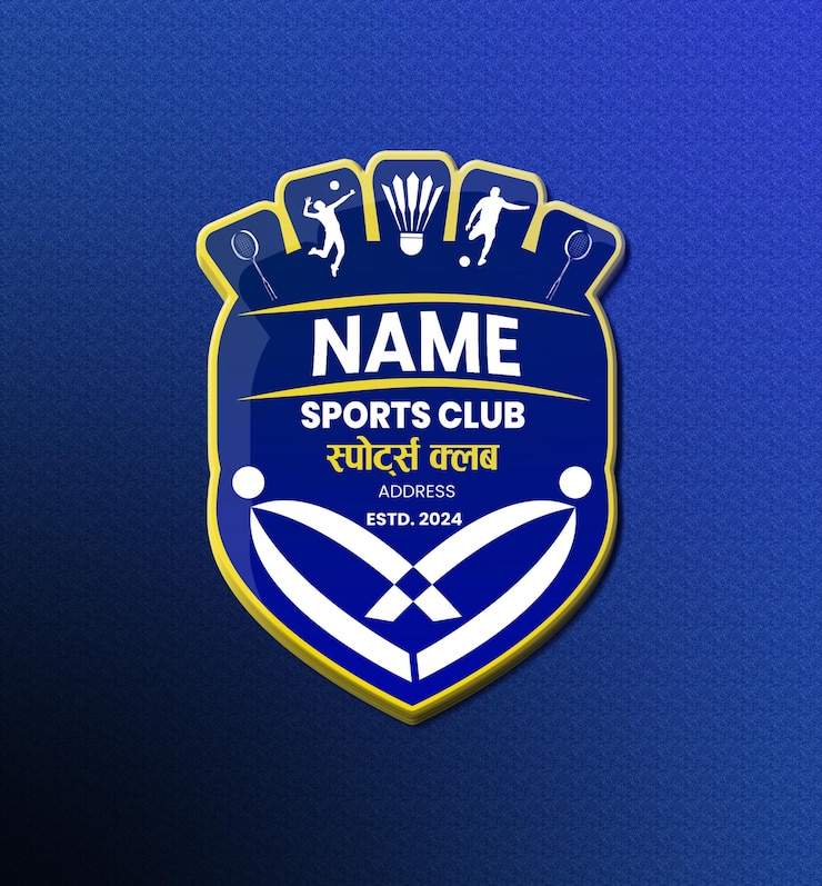 PSD logotipo 3d por el diseño de maqueta de color azul del club deportivo