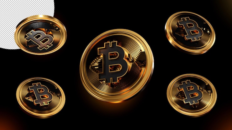 PSD logotipo 3d do bitcoin fundo do ícone do btc