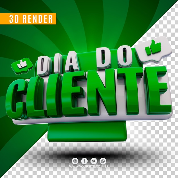 PSD logotipo 3d do dia do cliente para empresas