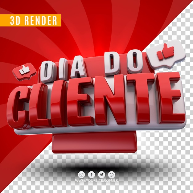 PSD logotipo 3d do dia do cliente para empresas