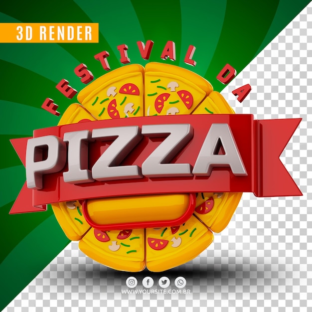 Logotipo 3d do festival de pizza para psd premium de pizzaria