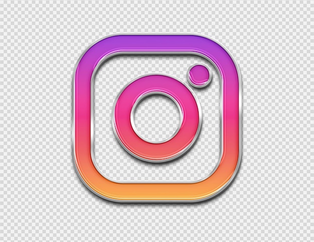 PSD logotipo 3d do instagram em estilo de chapa metálica esmaltada