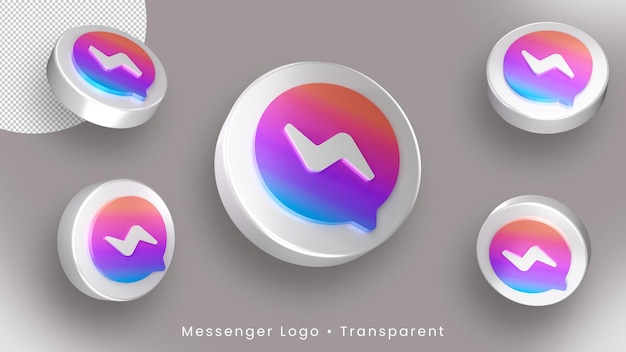 PSD logotipo 3d do messenger fundo do ícone do messenger