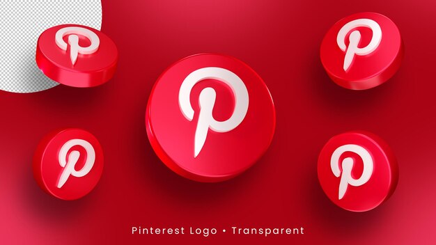 Logotipo 3D do Pinterest Fundo do ícone do Pinterest