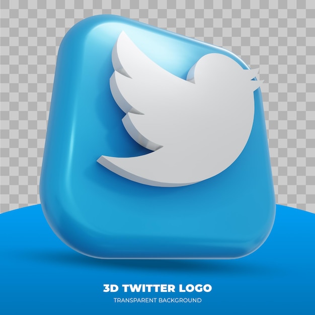 Logotipo 3D do Twitter isolado em renderização 3D