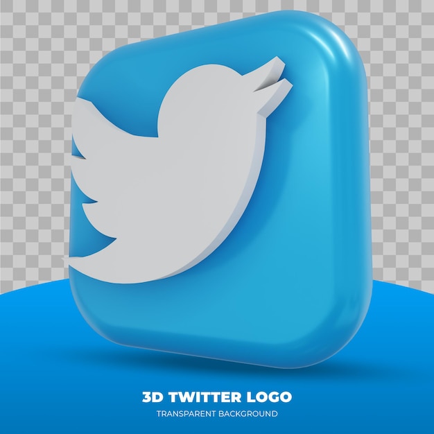Logotipo 3D do Twitter isolado em renderização 3D