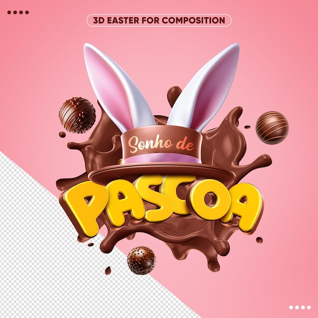 El logotipo 3d de easter dream para la composición