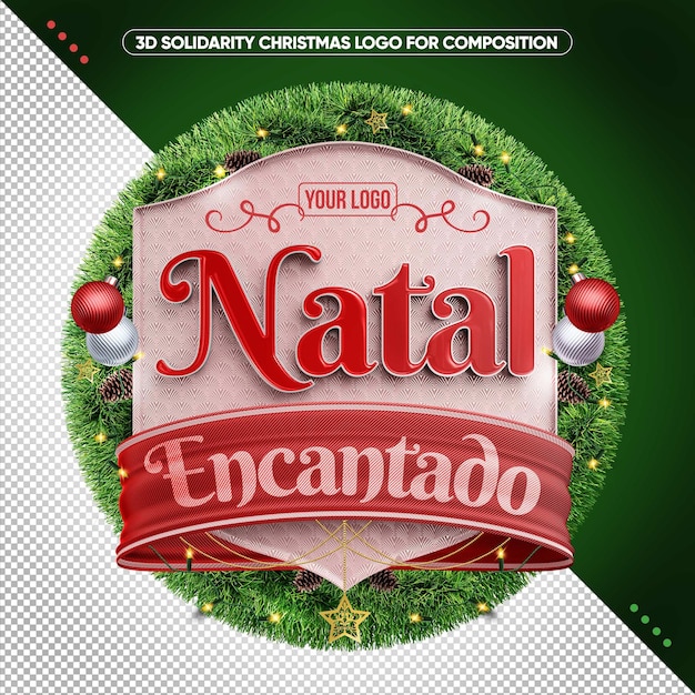 Logotipo 3d encantado de natal para o brasil