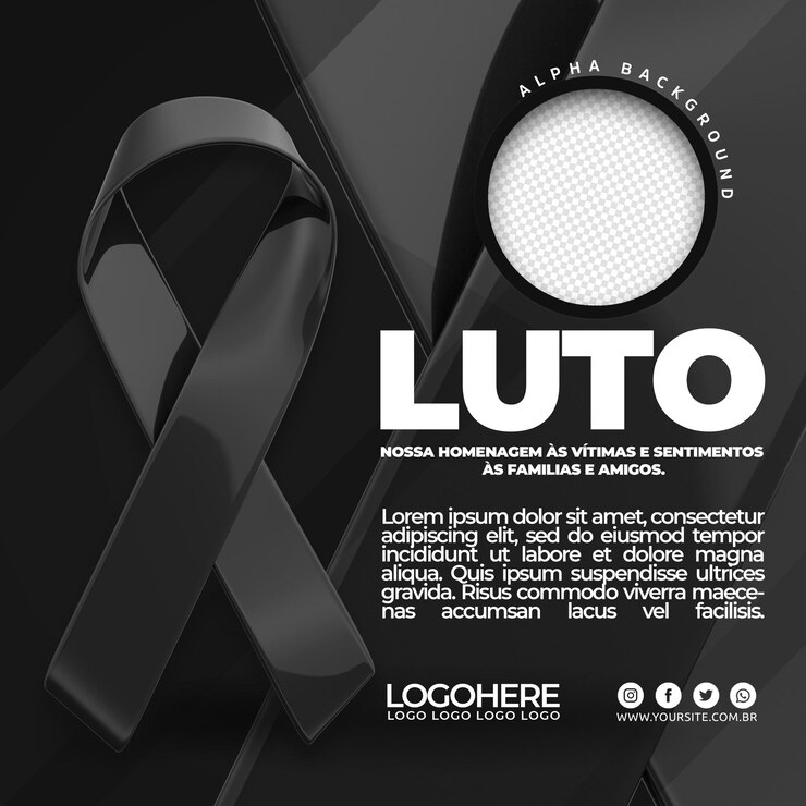 PSD logotipo 3d oficial de luto para composição