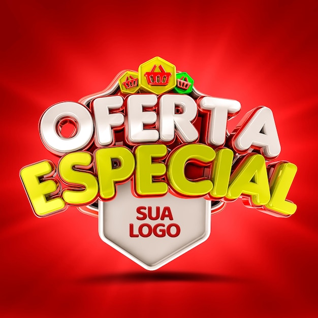 PSD el logotipo 3d ofrece una oferta especial.