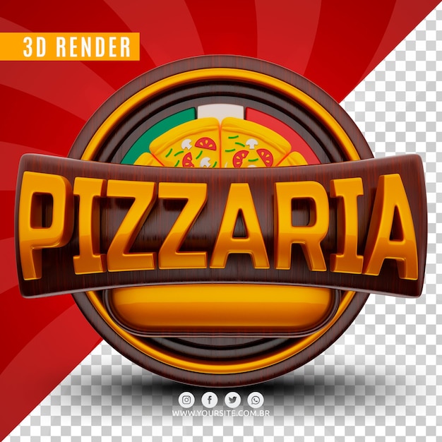 PSD logotipo 3d para psd premium de pizzaria