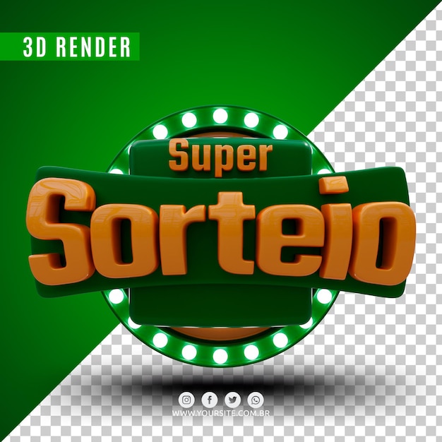 Logotipo 3d para sorteios psd premium