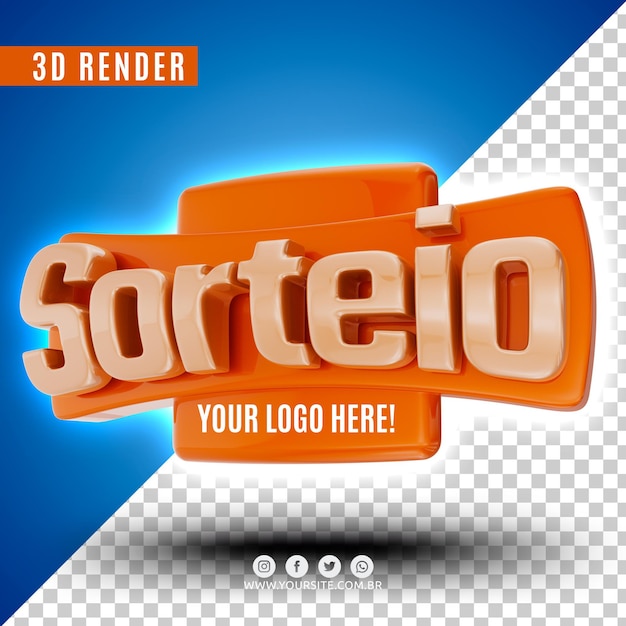 PSD logotipo 3d para sorteios psd premium