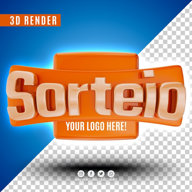 PSD logotipo 3d para sorteios psd premium