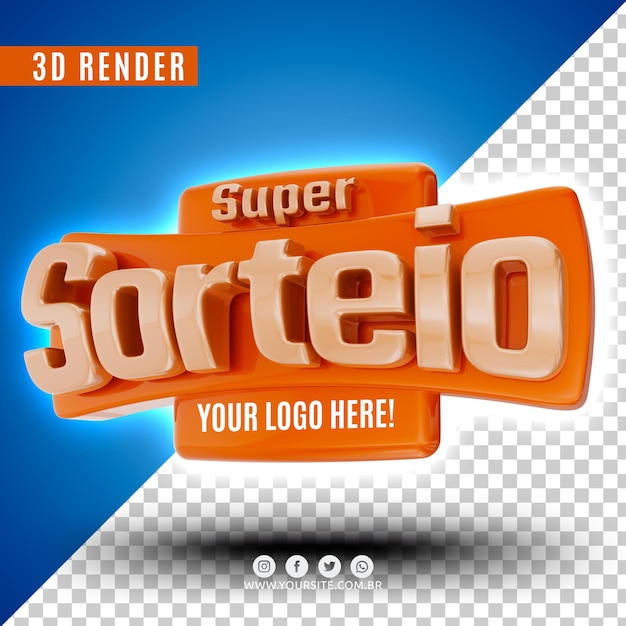 PSD logotipo 3d para sorteios psd premium