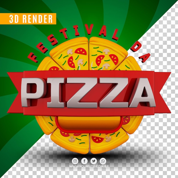 PSD logotipo 3d para pizzería premium psd