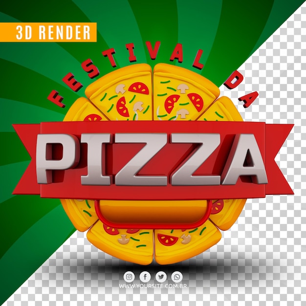 Logotipo 3d para pizzería premium psd