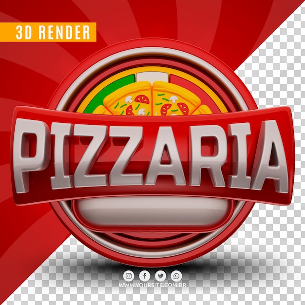 Logotipo 3d para pizzería premium psd