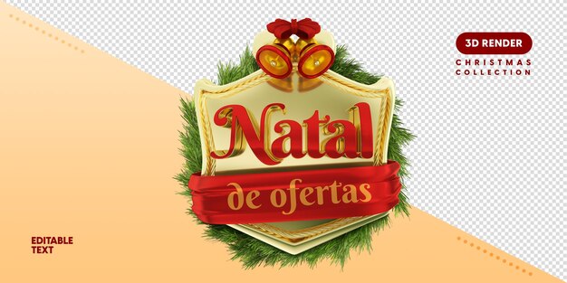 Logotipo 3d português para composição de vendas de natal