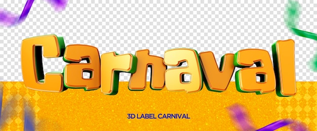 PSD logotipo 3d render carnaval carnaval brasil