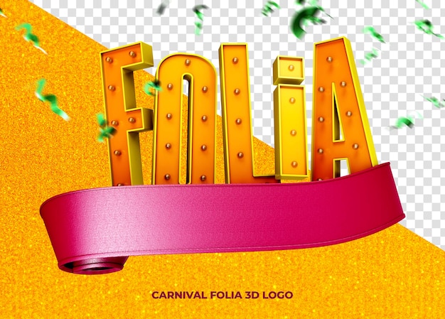 PSD logotipo 3d render carnaval no brasil festa de folia folia carnaval brasil