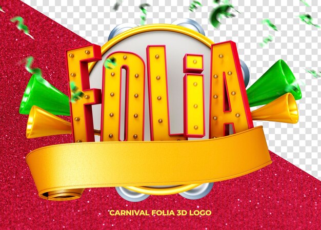 Logotipo 3d render carnaval no brasil festa de folia folia carnaval brasil