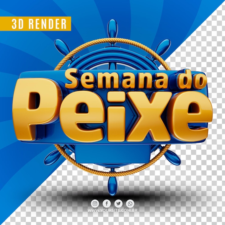 PSD logotipo 3d de la semana del pescado para supermercados