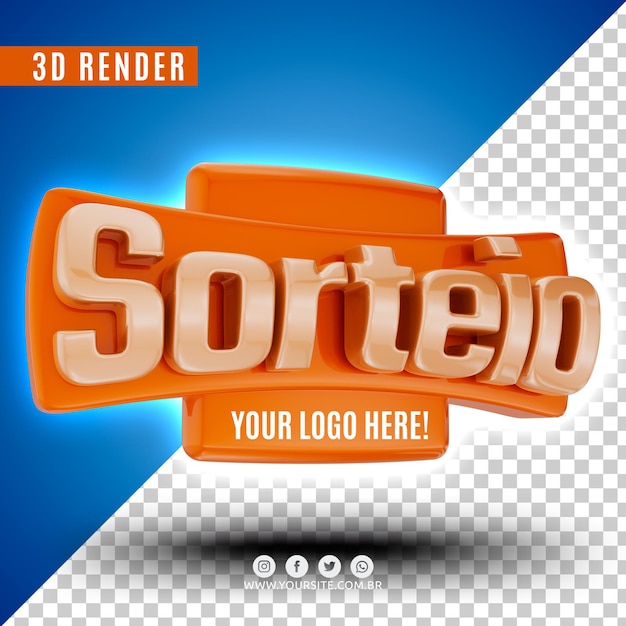 logotipo 3d para sorteo premium psd