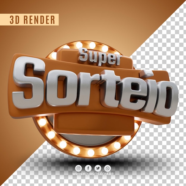 logotipo 3d para sorteo premium psd