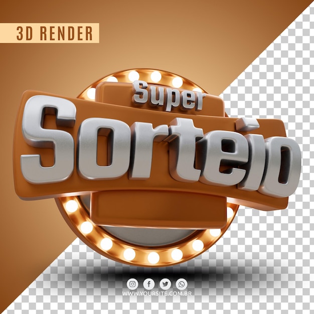 PSD logotipo 3d para sorteo premium psd