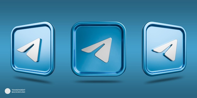 El logotipo 3D de Telegram es metálico