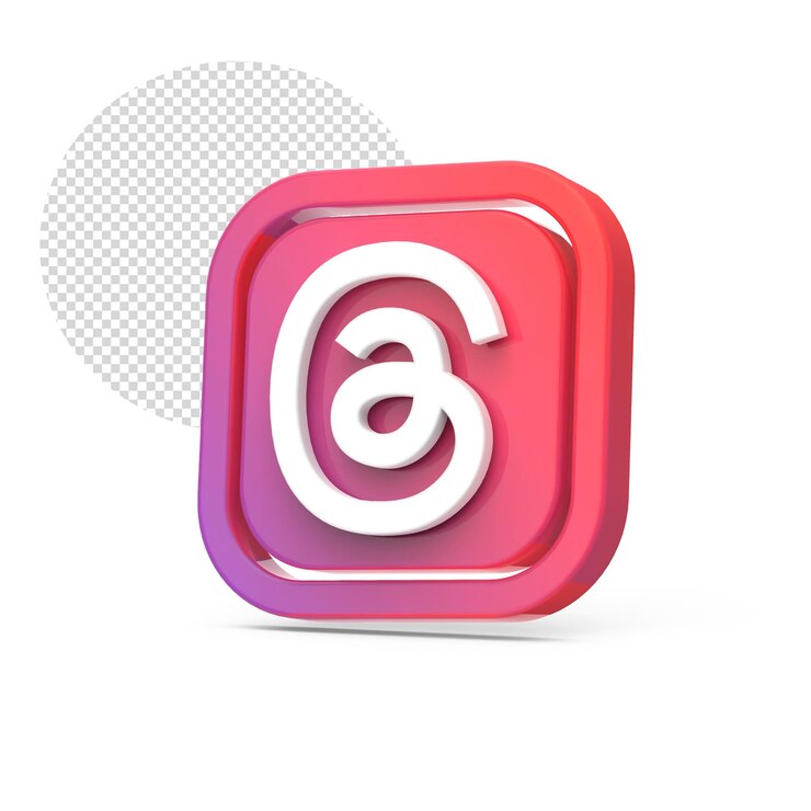 PSD logotipo 3d de threads, una aplicación de instagram, nuevo fondo transparente