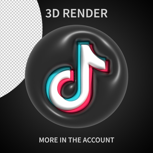 Logotipo 3D Tik tok sobre fondo transparente