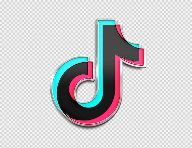 PSD logotipo 3d de tiktok en estilo de chapa metálica esmaltada