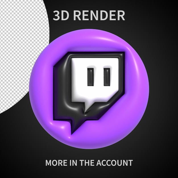 PSD logotipo 3d twitch em fundo transparente