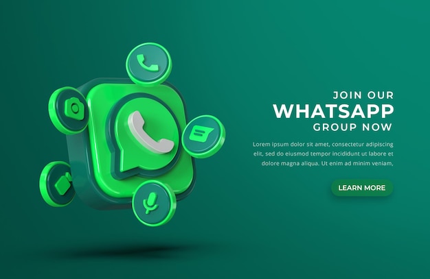 Logotipo 3d de whatsapp con iconos de chat