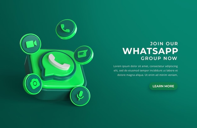 Logotipo 3d de whatsapp con iconos de chat