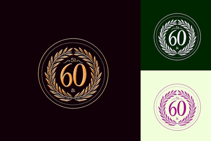 PSD logotipo del 60 aniversario con un diseño elegante clásico con colecciones de diseño abstracto vectorial