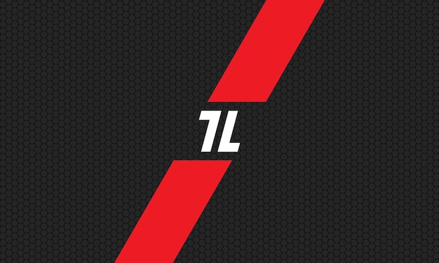 Logotipo de 7L con franja roja en textura hexagonal negra