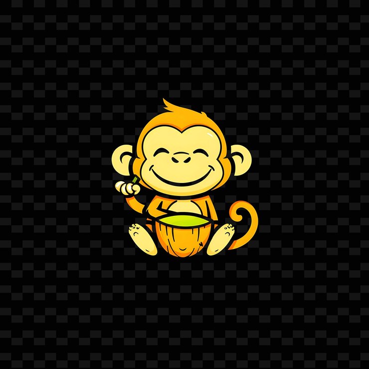 PSD logotipo de agua de coco con un mono y la mascota de coco logotipo de sty png diseños de bebidas inspiradas en los trópicos
