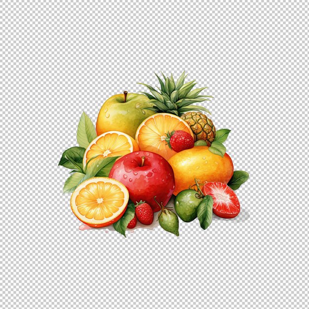 PSD logotipo de agua de color frutas aisladas fondo aislado