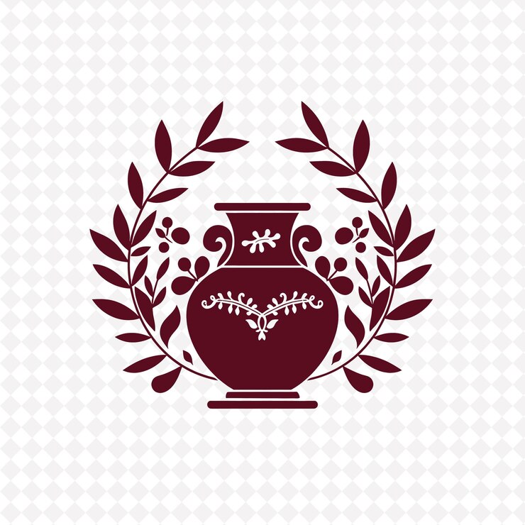 PSD logotipo de árbol de olivo vintage con ánfora decorativa y diseños vectoriales de plantas creativas laurel w