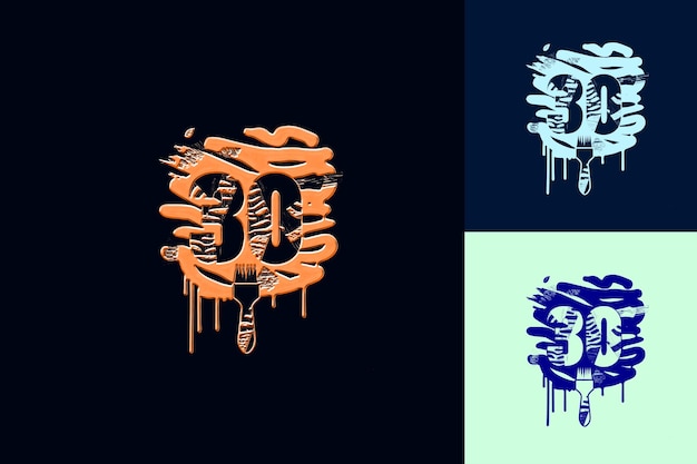 Logotipo artístico con texto 30o emblema Logotipo con un pincel S Vector Colecciones de diseño abstracto
