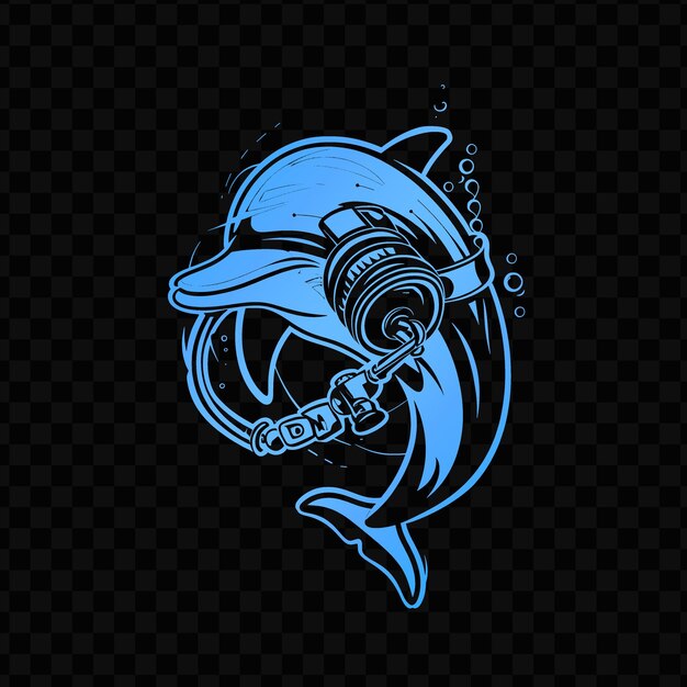PSD un logotipo azul para una sirena con un casco y las palabras 