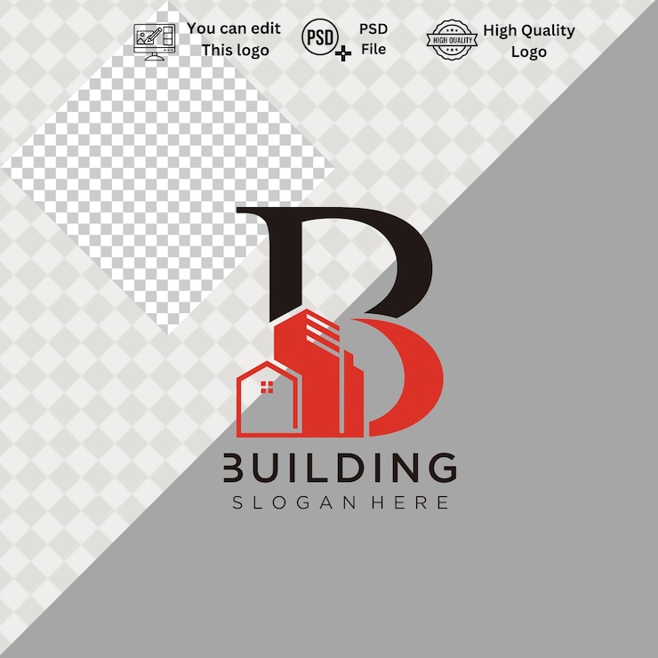 PSD logotipo b minimalista moderno