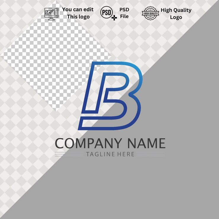 PSD logotipo b minimalista moderno